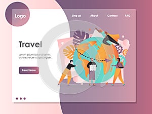Travel vector website landing page design template