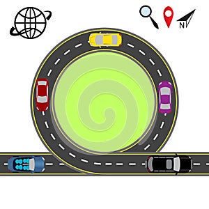 Travel via navigation. Abstract highway road. Transport illustration