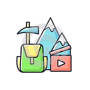 Travel videography RGB color icon