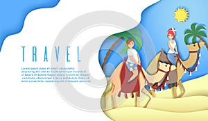 Travel web banner, website landing page vector template