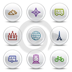 Travel web colour icons set 2, circle buttons