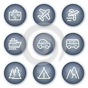 Travel web icons set 1, mineral circle buttons