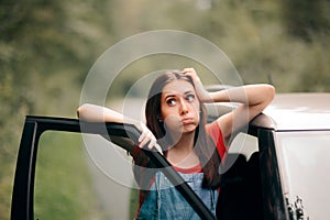 Travel Woman Felling Lost on the Road