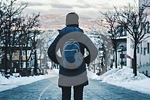 Travel woman in winter season