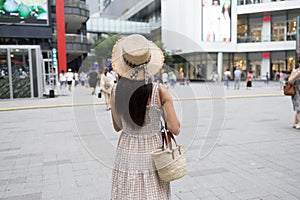 Travel woman in Xinyi district of Taipei