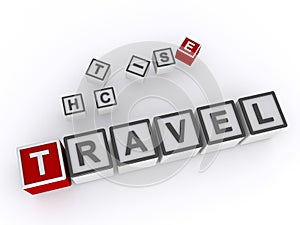 travel word block on white