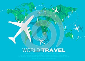 Travel World map background in polygonal styl