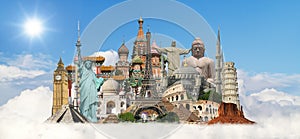 Travel the world monuments concept