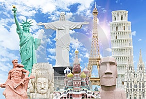 Travel the world monuments concept