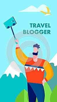 Traveler Blogger Sharing Memories in Stories Card