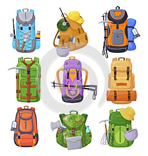 Traveler camp knapsack. Backpacking rucksacks for camping mountain climbing, travel backpack hiking tourist trip