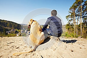 Traveler with dog