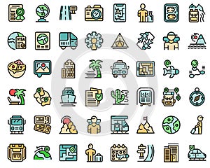 Traveler icons set vector flat