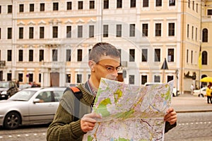 A traveler with a map