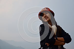 Traveler portrait at Phewa Lake in of Pokhara Nepal