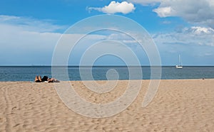 The traveler sleeping on the beach