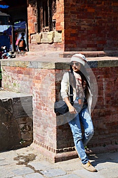 Traveler Thai Women in Basantapur Durbar Square at Kathmandu Nepal