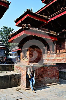 Traveler Thai Women in Basantapur Durbar Square at Kathmandu Nepal