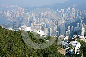 Traveler view Hongkong from peak