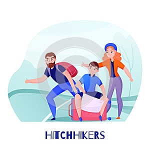 Travelers Hitchhikers Illustration