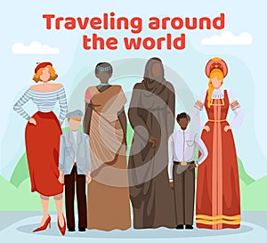 Traveling Around World. People Different Countries