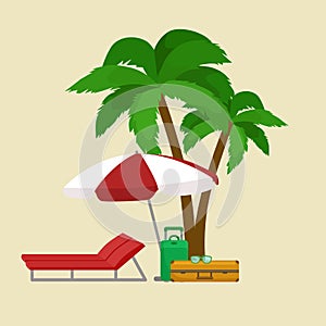 Traveling bag suitcase for trip or vocation, tourism icon baggage voyage, vector illustration. Summer vocations tourist