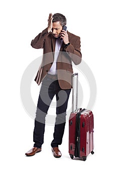 Traveling Businessman Calling for a Rideshare