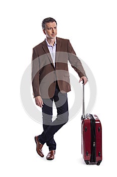 Traveling Businessman Waiting with Luggage