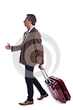 Traveling Businessman Walking with Luggage