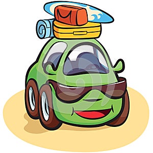 Traveling Car Cartoon Vector