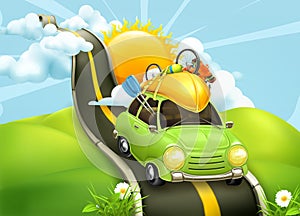 Traveling by car illustration