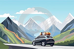 Traveling car with a mountain road, travel, destination scenics