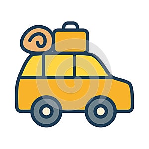 Traveling car single isolated icon with filled line style