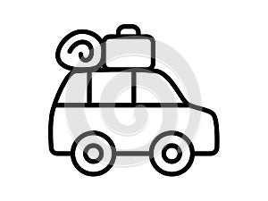 Traveling car single isolated icon with outline style