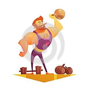 Traveling Circus Strongman Cartoon Retro Icon