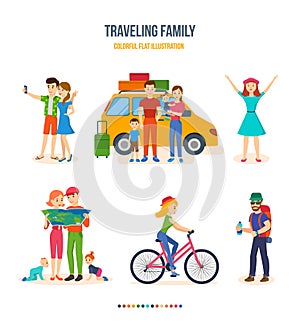 Traveling family, joint trips, bike tour, journey, hiking with kids