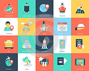 Traveling Flat Icon Set