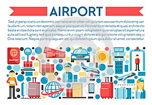 Traveling and flight, airport banner, airplane staff and Customs equipment