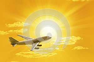 Traveling Flying Airplane Sunset Sky