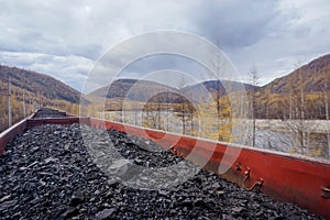 Traveling on a freight train with coal along the Baikal-Amur Mainline