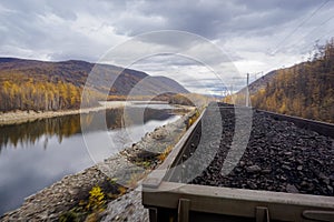 Traveling on a freight train with coal along the Baikal-Amur Mainline