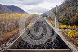 Traveling on a freight train with coal along the Baikal-Amur Mainline