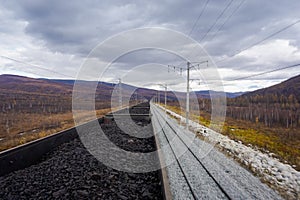 Traveling on a freight train with coal along the Baikal-Amur Mainline