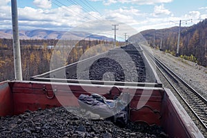 Traveling on a freight train with coal along the Baikal-Amur Mainline