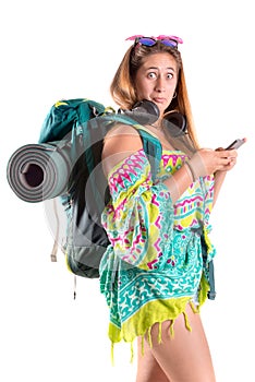 Traveling girl with backpack