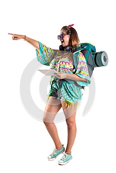 Traveling girl with backpack