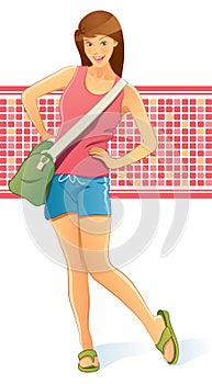 Traveling Girl with Bag