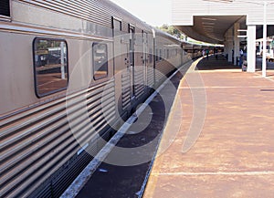 Traveling by Indian Pacific long distance train, Perth, Australia