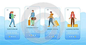 Traveling onboarding mobile app screen vector template