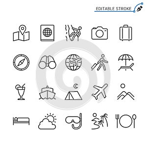 Traveling outline icon set